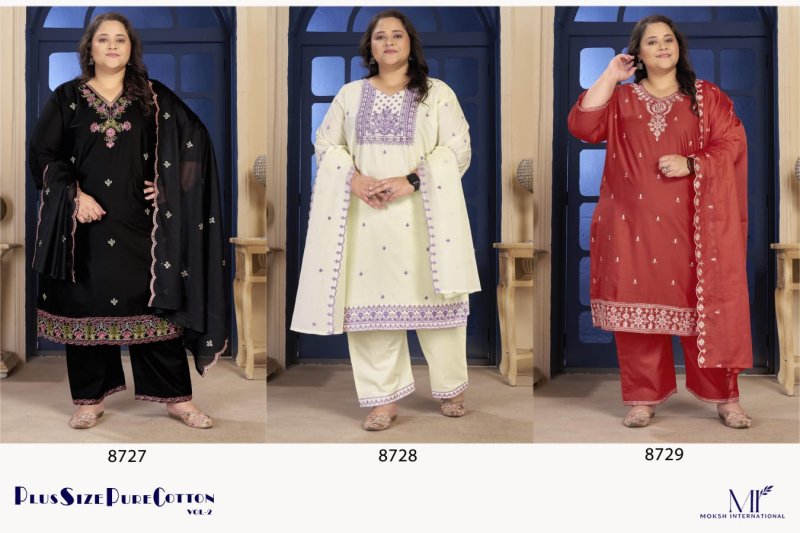 Plus Size Pure Cotton 2 By Moksh Pure Cotton Kurti With Bottom Dupatta